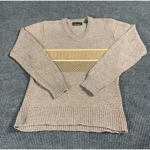 VTG Richman Sweater Womens Medium Brown Striped Pullover Acrylic Retro 90s Cozy